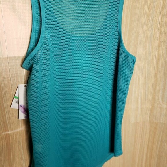 Jessica Simpson The Warm Up Womens Teal Mesh Knit Tank Top Large - Picture 3 of 8